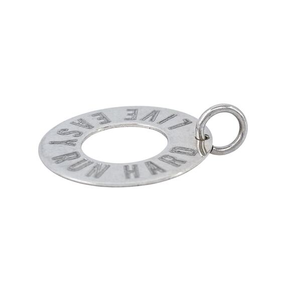 Live Easy Run Hard Disk Charm | Sterling Silver 925 | Inspirational Pendant - Picture 4 of 6